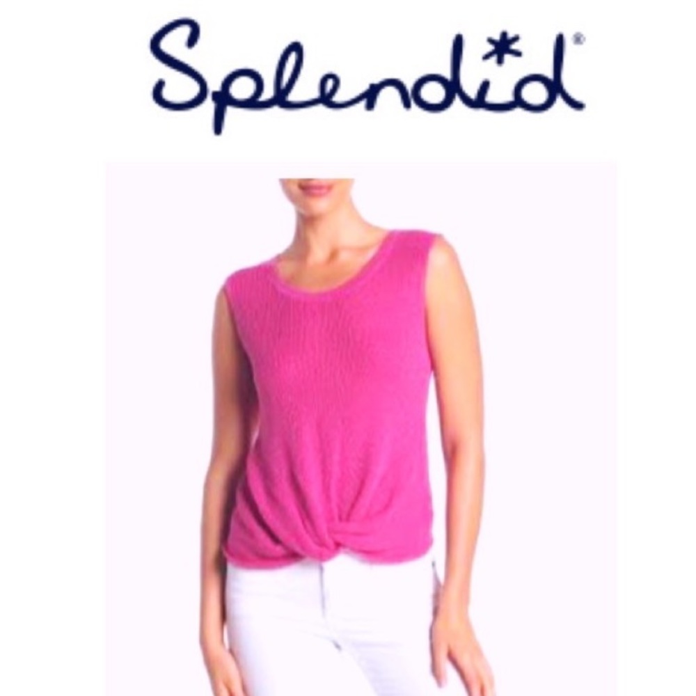 Splendid Top Front Twisted Pink Knit Top NEW WITH TAGS Size S